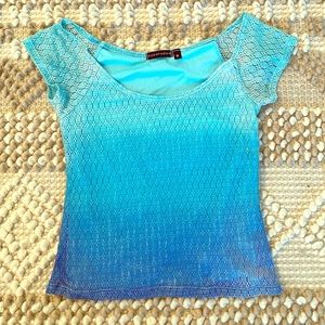 Y2K blue ombré cap sleeve mini shirt